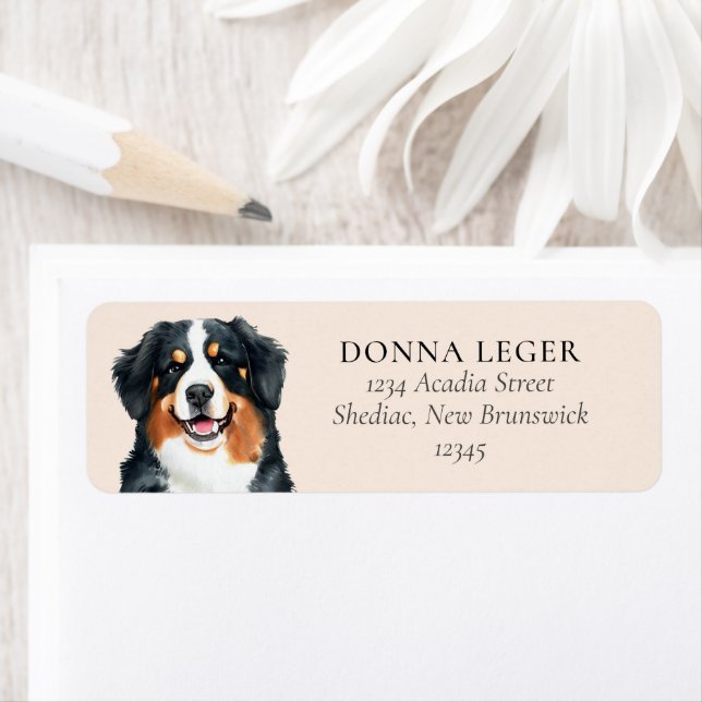 Bernese Mountain Dog Personalised Address Return Address Label (Insitu)