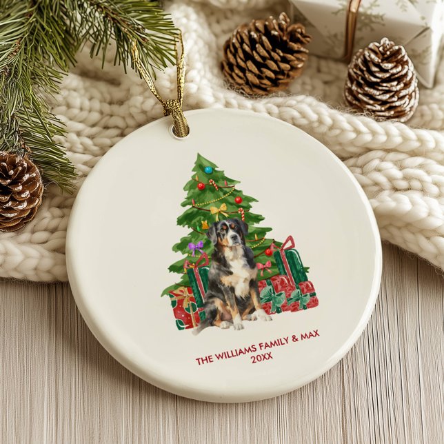 Bernese Mountain Dog Personalised Christmas Ceramic Ornament (Creator Uploaded)