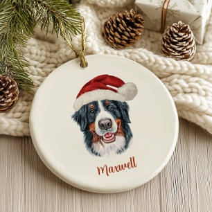 Bernese Mountain Dog Personalised Christmas  Ceramic Ornament