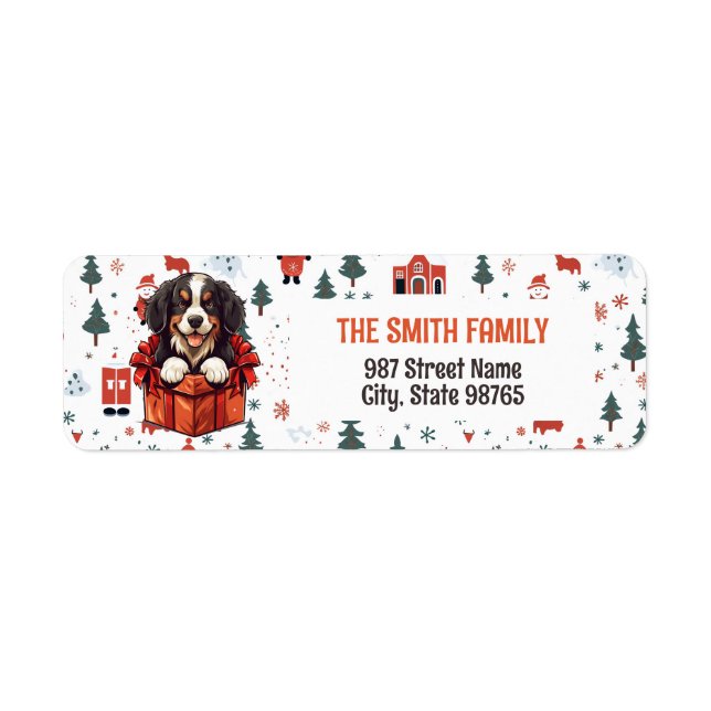 Bernese Mountain Dog Personalised Christmas Return Address Label (Front)