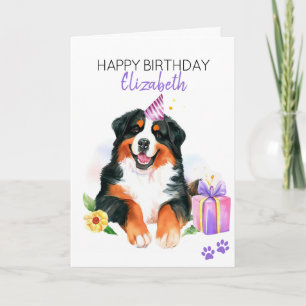 Bernese Mountain Dog Personalised Happy Birthday Card