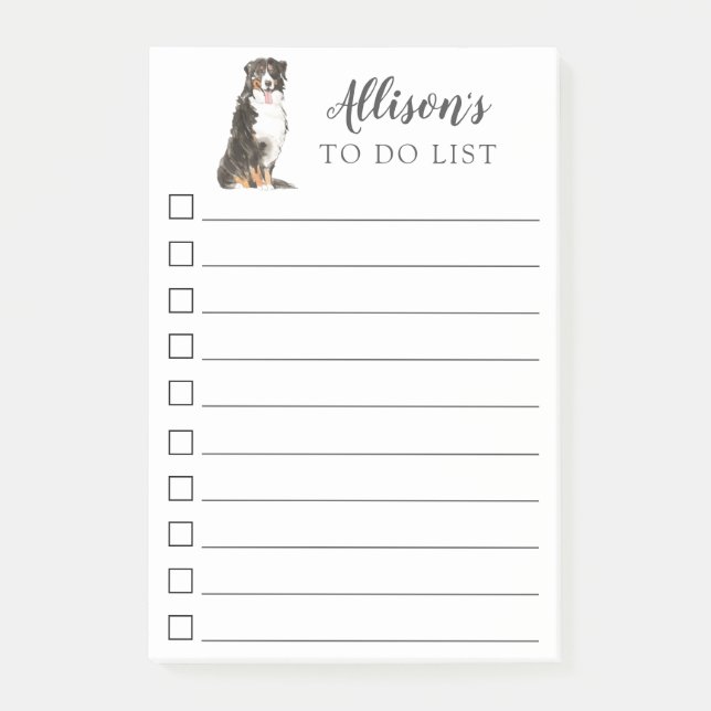 Bernese Mountain Dog Personalised To Do List Post- Post-it Notes (Front)