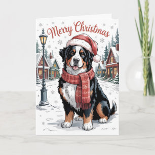 Bernese mountain dog personalized Christmas Holiday Card