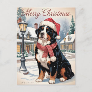 Bernese mountain dog personalized Christmas Holiday Postcard