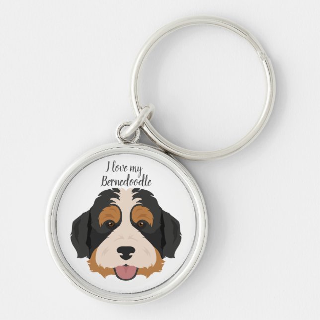 Bernese Mountain dog Poodle mix Key Ring (Front)