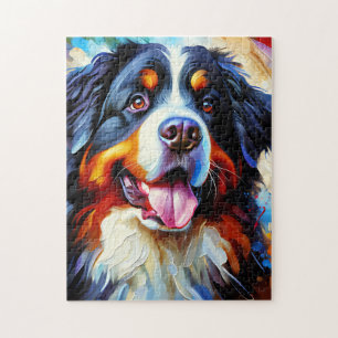 Bernese Mountain Dog Portrait Acrylic Art Print Jigsaw Puzzle