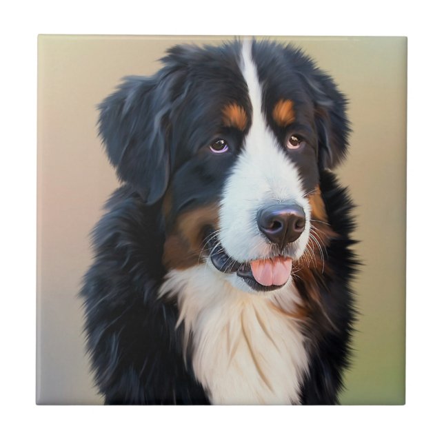 Bernese Mountain Dog Portrait Ceramic Tile (Front)