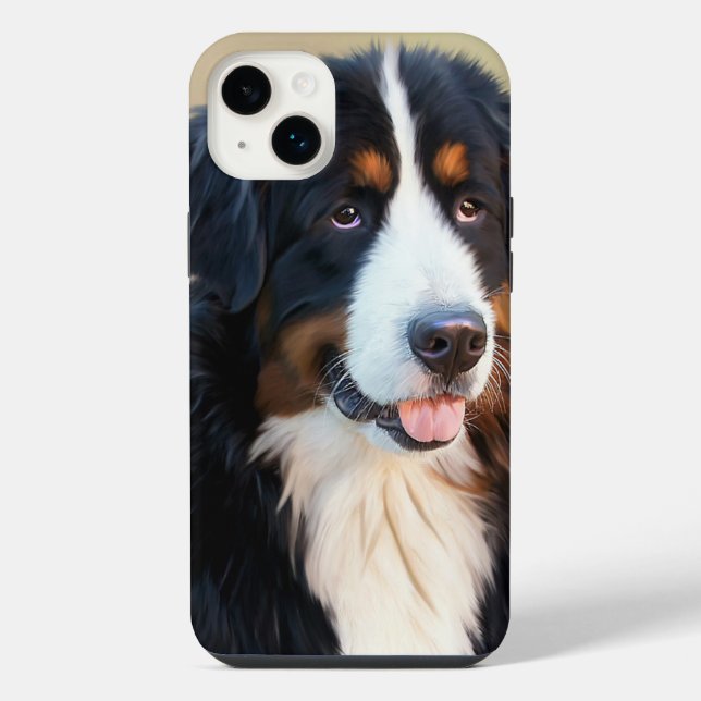 Bernese Mountain Dog Portrait iPhone Case (Back)