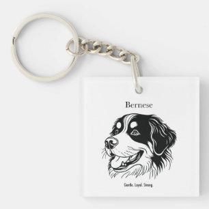 Bernese Mountain Dog Portrait Key Ring