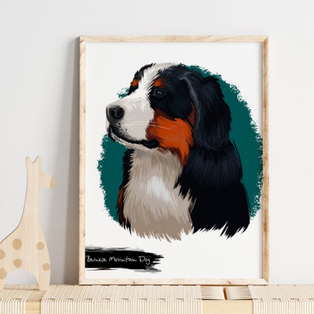Bernese Mountain Dog Portrait | Pet Portrait Poster (Creator Uploaded)