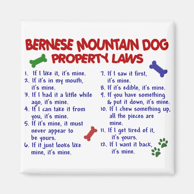 BERNESE MOUNTAIN DOG Property Laws 2 Magnet (Front)