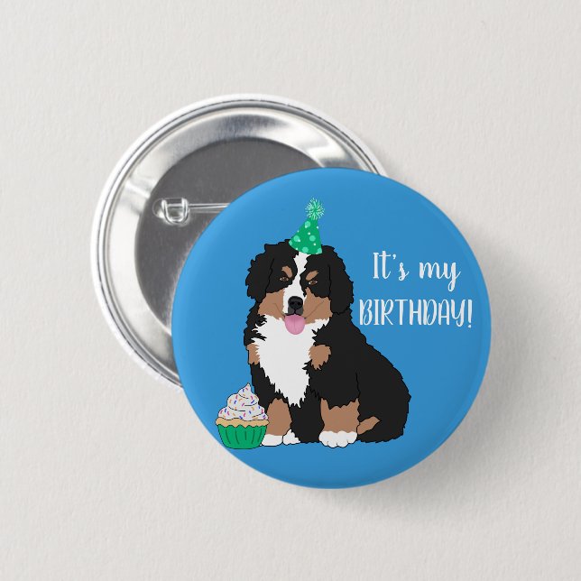 Bernese Mountain Dog Puppy Birthday 6 Cm Round Badge (Front & Back)