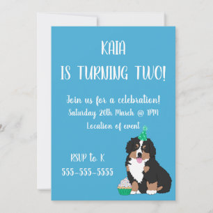 Bernese Mountain Dog Puppy Birthday Invitation