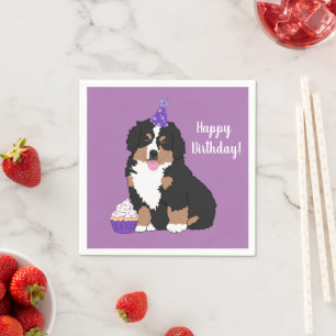 Bernese Mountain Dog Puppy Birthday   Napkin