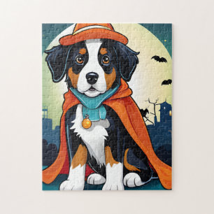 Bernese Mountain Dog Puppy Halloween Jigsaw Puzzle