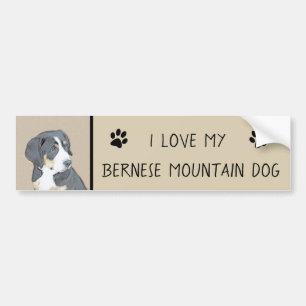 Bernese Mountain Dog Puppy Painting - Original Art Bumper Sticker