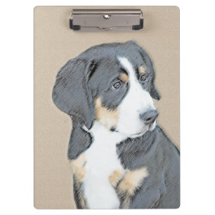 Bernese Mountain Dog Puppy Painting - Original Art Clipboard