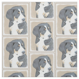 Bernese Mountain Dog Puppy Painting - Original Art Fabric