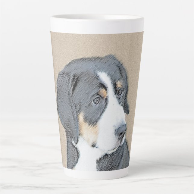 Bernese Mountain Dog Puppy Painting - Original Art Latte Mug (Front)