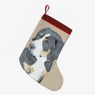 Bernese Mountain Dog Puppy Painting - Original Art Small Christmas Stocking