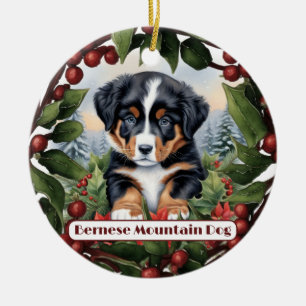 Bernese Mountain Dog Puppy Personalised Christmas Ceramic Ornament
