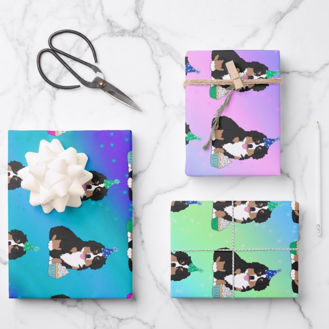 Bernese Mountain Dog Puppy Wrapping Paper Sheet (Front)