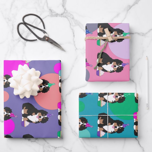 Bernese Mountain Dog Puppy Wrapping Paper Sheets (Front)
