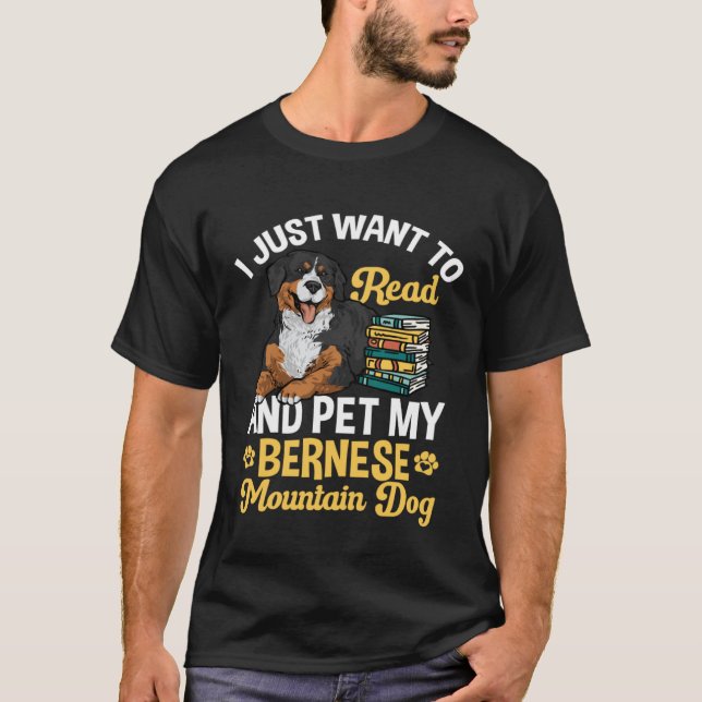 Bernese Mountain Dog Read Books T-Shirt (Front)