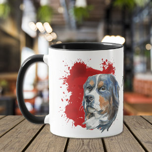 Bernese Mountain Dog Red Abstract Mug
