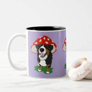 Bernese Mountain Dog Red Mushroom Cap Two-Tone Coffee Mug