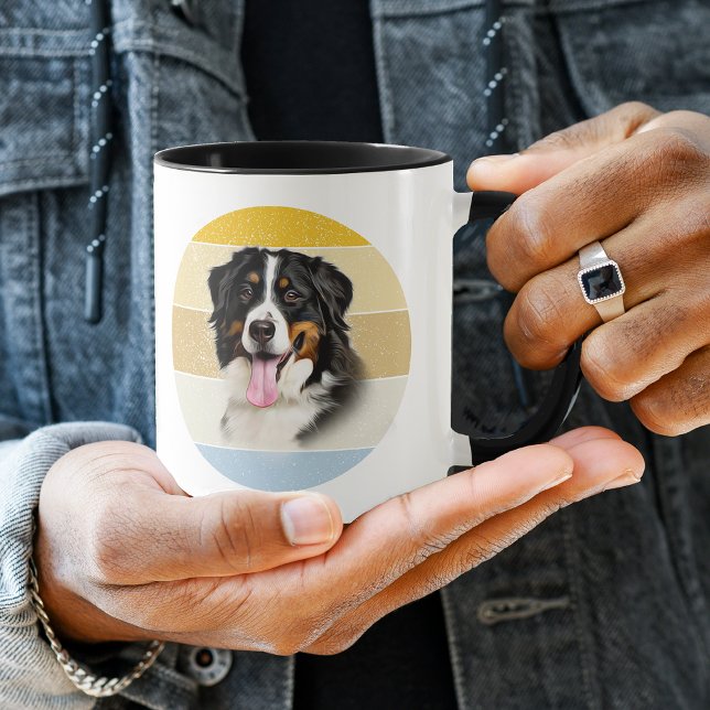 Bernese Mountain Dog Retro Sunset Mug (Creator Uploaded)