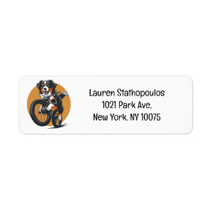 Bernese Mountain Dog Riding A Mountain Bike Return Address Label
