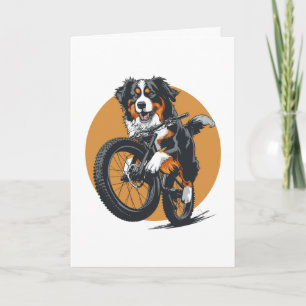 Bernese Mountain Dog Riding A Mountain Bike Thank You Card