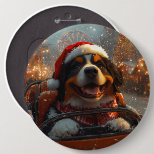 Bernese Mountain Dog Roller Coaster Christmas  6 Cm Round Badge