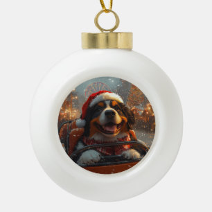 Bernese Mountain Dog Roller Coaster Christmas  Ceramic Ball Christmas Ornament