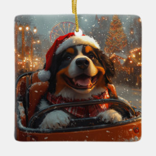 Bernese Mountain Dog Roller Coaster Christmas  Ceramic Ornament
