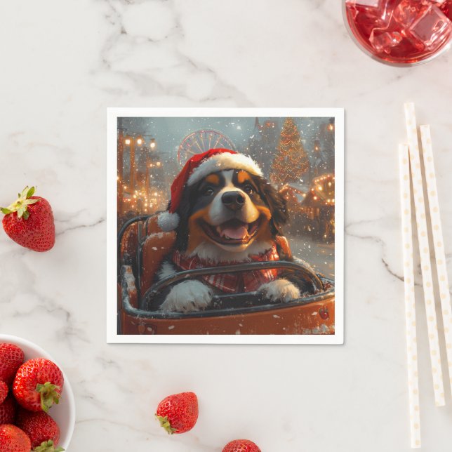 Bernese Mountain Dog Roller Coaster Christmas  Napkin (Insitu)