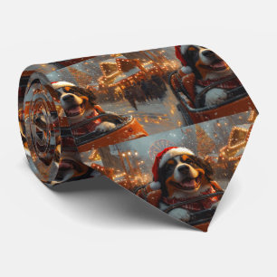 Bernese Mountain Dog Roller Coaster Christmas Tie