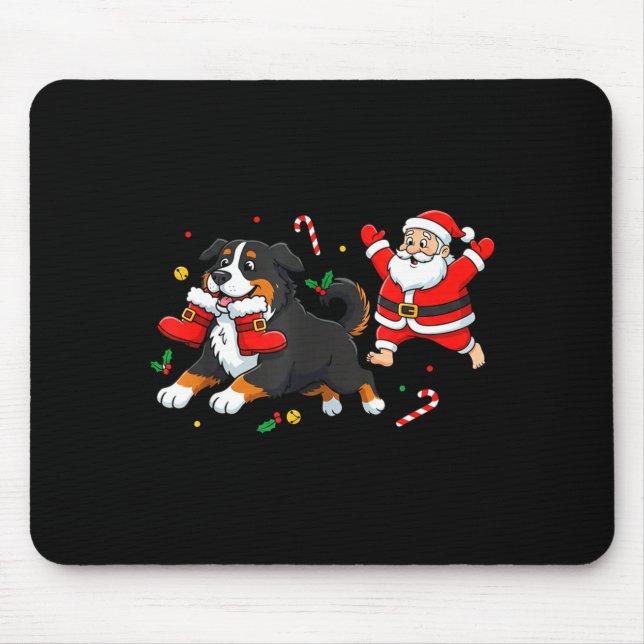Bernese Mountain Dog Santa Claus Boots Christmas W Mouse Pad (Front)