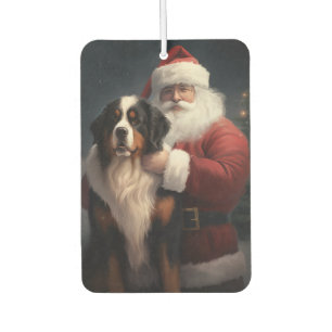Bernese Mountain Dog Santa Claus Festive Christmas Car Air Freshener