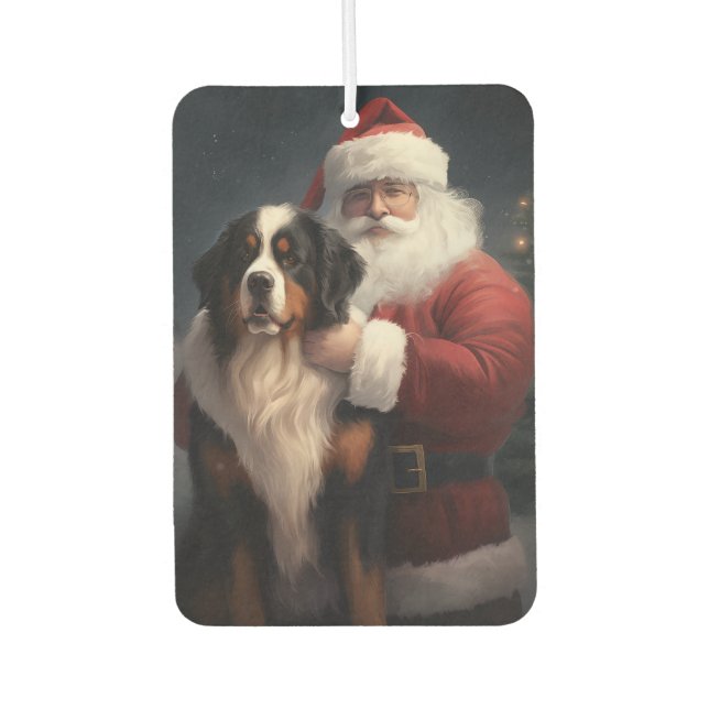 Bernese Mountain Dog Santa Claus Festive Christmas Car Air Freshener (Front)