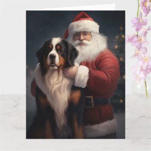 Bernese Mountain Dog Santa Claus Festive Christmas Card