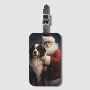 Bernese Mountain Dog Santa Claus Festive Christmas Luggage Tag