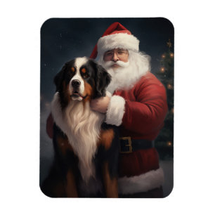Bernese Mountain Dog Santa Claus Festive Christmas Magnet