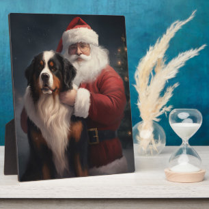 Bernese Mountain Dog Santa Claus Festive Christmas Plaque