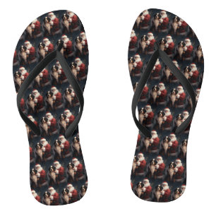 Bernese Mountain Dog Santa Claus Festive Christmas Thongs