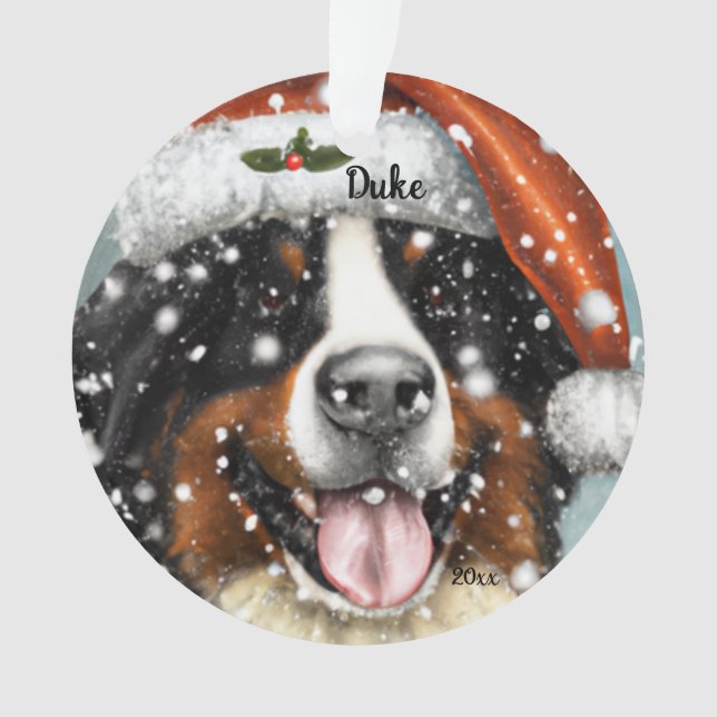 Bernese Mountain Dog, Santa Dog, Christmas Ornamen Ornament (Front)