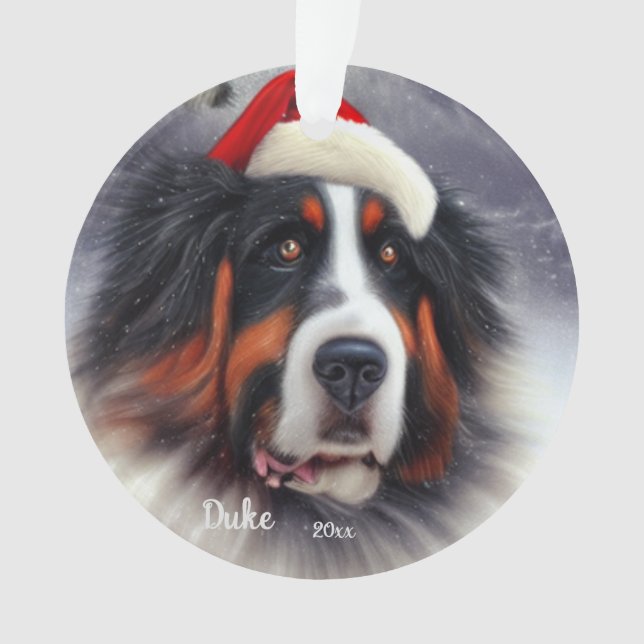 Bernese Mountain Dog, Santa Dog, Christmas Ornament (Front)