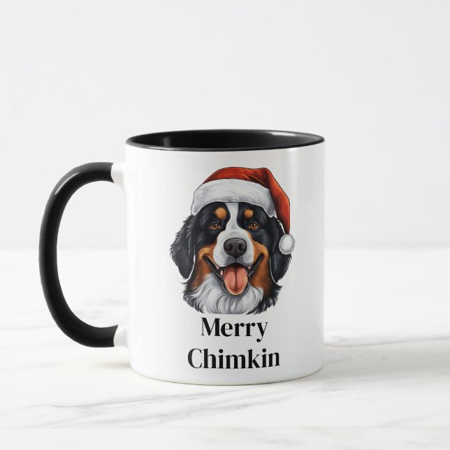 Bernese Mountain Dog Santa Hat Christmas Mug (Left)