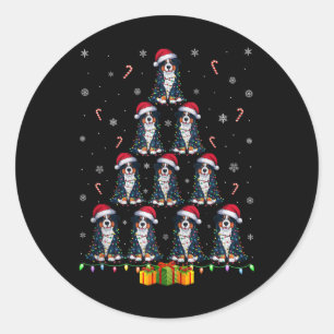 Bernese Mountain Dog Santa Hat Xmas Lights Christm Classic Round Sticker